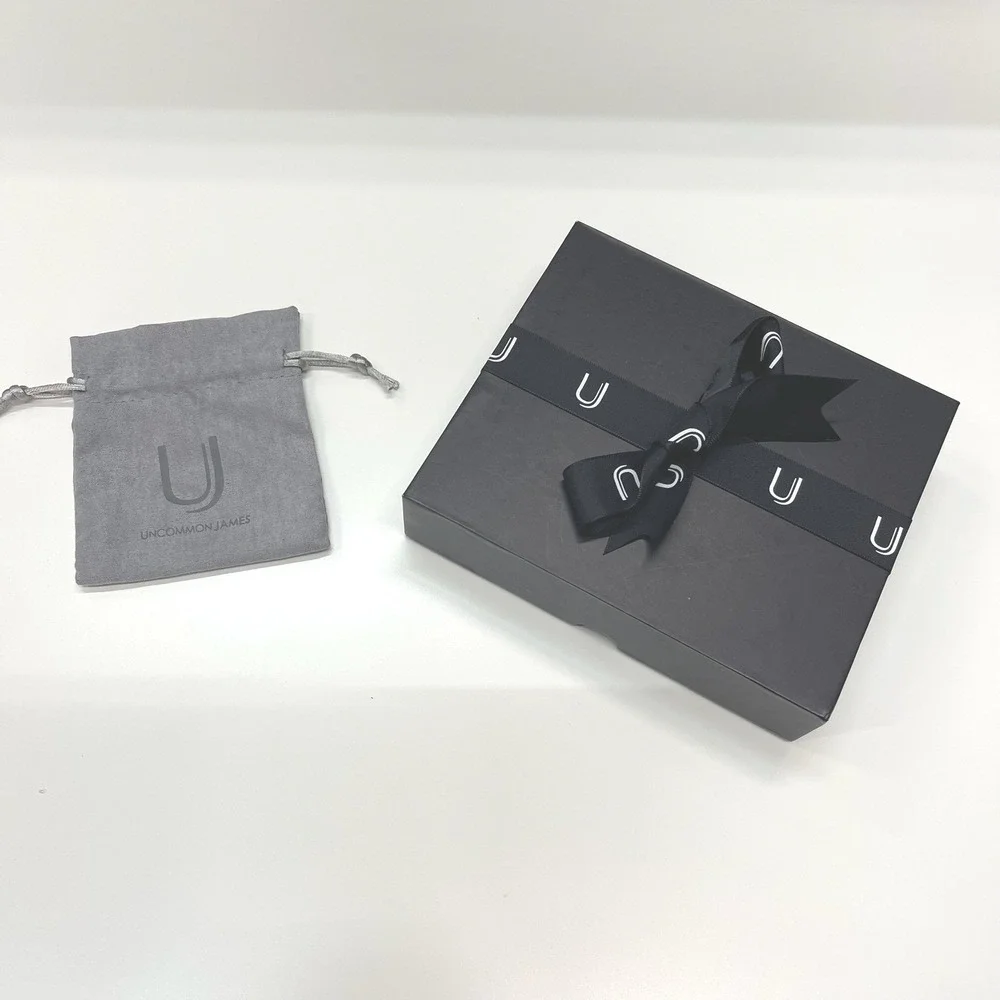 Uncommon James Jewelry Packaging Set Black Gift Box Ribbon 4 Drawstring Pouches
